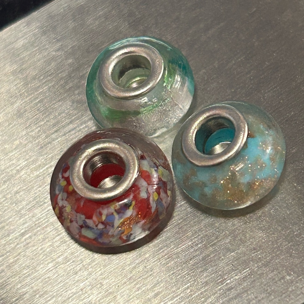 Lot of 3 colorful glass charms
